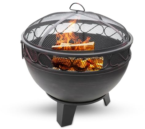 HEAT Outdoor Living Brasero Boble Ø60 - Tonneau à Feu & Foyer pour Le Jardin - en Acier Solide - 60 x 60 x 40 cm