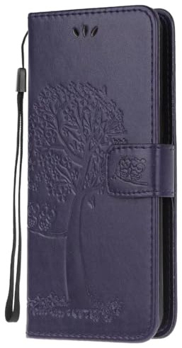 Google Pixel 8 Pro Hülle, Handyhülle Google Pixel 8 Pro Case Tasche Leder Flip Eule Baum Ultra Slim Dünn Wallet Schutzhülle Brieftasche Flipcover Case für Google Pixel 8 Pro lila