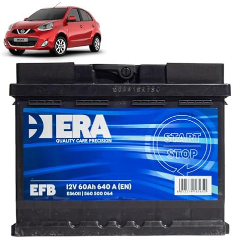 Batteria 60Ah EFB per Nissan Micra 1.2 benzina DIG-T 2010+