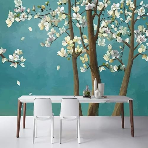 TANYANG Papier Peint Photo Personnalisé 3D Magnolia Tree Style Chinois Peinture À L'Huile Murale Salon Tv Canapé Chambre Classique Décor À La Maison Papiers Peints 3 D 350Cm(W)×245Cm(H)