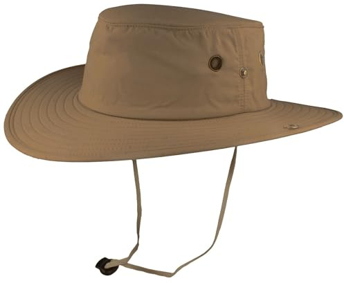 Hut Breiter Safarihut | Buschhut | Sonnenhut – mit UV Schutz 30+ - Atmungsaktiv, leicht & faltbar, mit verstellbarem Kinnband & geheimer Tasche