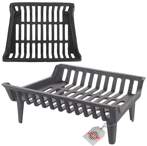 Flame Genie Heavy-Duty Cast Iron Fireplace Grate, 4 Clearance, Black, 20