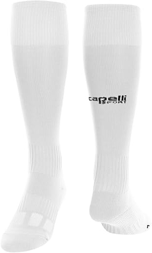 Capelli Sport Knee High Socks, Athletic Team Sports Apparel for Soccer, Football, Baseball, and Softball, White, Size Medium