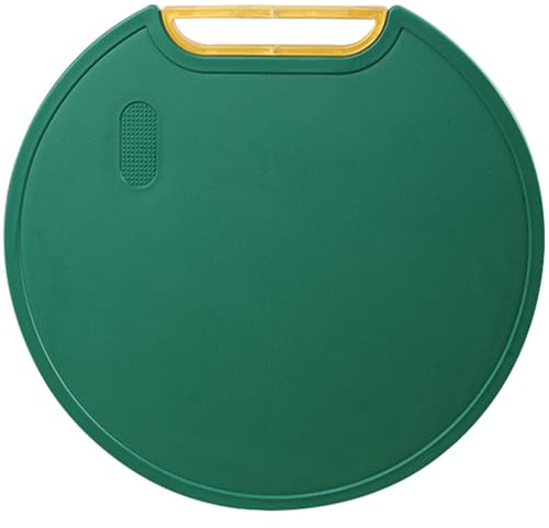Qixuer Cutting Board, Standing Round Chopping Board Plastic Antibacterial, Rotating Handle Can Hold Knife, Dishwasher Safe,Kitchen Accessories for Meat, Vegetables, Fruit(31cm, Green)