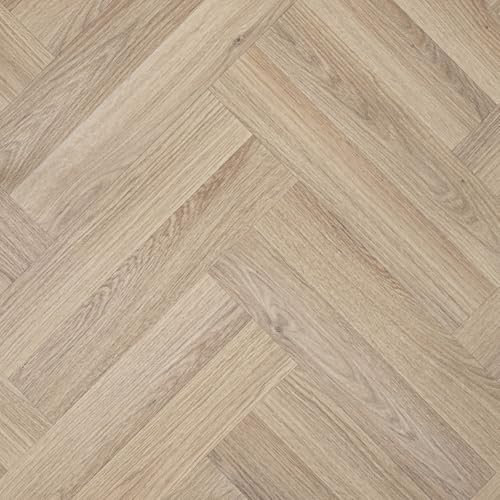 Natural Modern Herringbone Effect Eclipse Vinyl Flooring 2mm Thick Lino Roll Bathroom Kitchen (3m Wide x 3m Long)