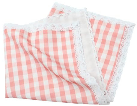 Amosfun Microwave Oven Cover Dust Protector Pink 60cm Square Lace Dust Cover Decorative for Kitchen Countertop Appliances