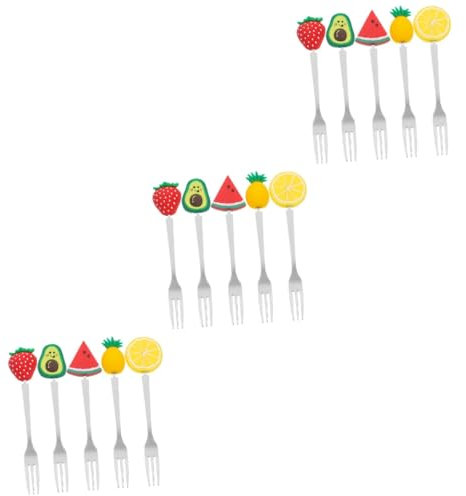 Mikinona 15 Stk Cartoon-obstgabel Party-gebäckgabeln -auswahl Lebensmittel-obst-picks Vorspeisengabel Mini Dekorative Cupcake-pickle Verkostung Von Vorspeisengabeln Rostfreier Stahl