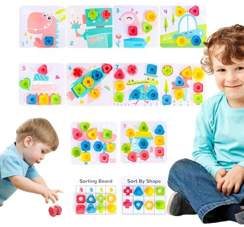 Giocattoli con bulloni a vite,Set di blocchi di costruzione Gioco di abbinamento di viti e dadi - Divertimento sicuro Dadi Bulloni Ordinamento Giochi di apprendimento Regalo per bambini per il complea
