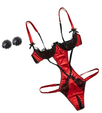 EODJXIO Intimo Sexy Sleepwear Set per Donna Trasparente Bretelle Bianco