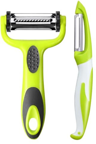 KOOSREEL 3 en 1 Econome a Juliana, Pelador de frutas y verduras, Pelador de verduras con mango antideslizante, ideal para pelar patatas, zanahorias y varias frutas y verduras