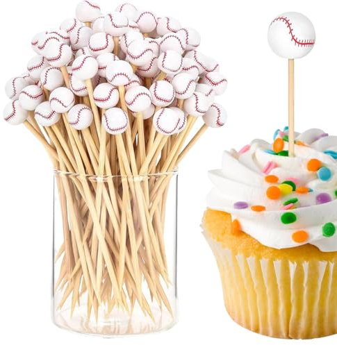 Zuasdvnk Picos de comida para entrantes, palillos de dientes de fútbol para entrantes, béisbol, fútbol, cócteles para bebidas, 100 unidades de brochetas decorativas para sándwich, fiesta de cumpleaños