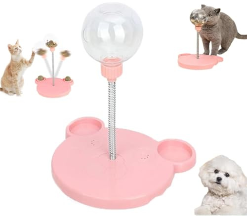 HIAME Wobbly Leaking Treats Ball Pet Feeder Toy, 2025 New Cat Treat Dispenser Ball, Interactive Cat Feeder Pet Toy, Food Dispenser for Small Adult Dogs Cats Chase and Exercise (Pink)