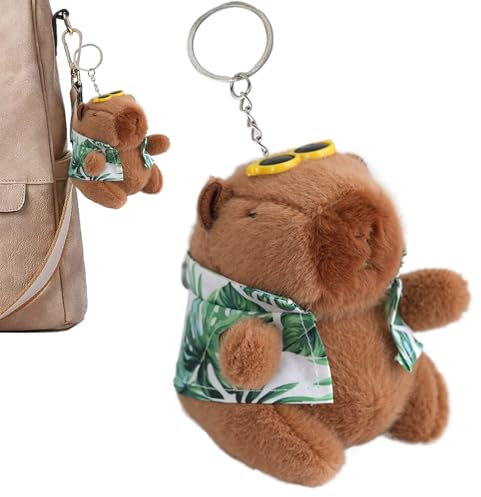 Capybara Gefüllter Schlüsselanhänger, Niedlicher Stofftier Spielzeug Anhänger mit Tuch und Hängende Dekoration für Geburtstagsfeier Abschlussfeier Taschenanhänger, grün, Refer to description