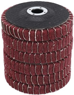 Quystetes 6PCS 4 Inch 240 Grit Red Nylon Fiber Flap Discs with Sandpaper,Perfect for Paint Remove & Stainless Steel Tube Polishing