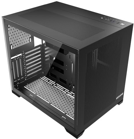 VEVOR Boîtier PC Gamer, Tour Moyenne à Double Chambre, avec Panneau Verre Trempé, Filtre Anti-poussière Magnétique, Gestion de Câbles, pour GPU 410 mm Longueur, pour ATX, M-ATX, ITX, sans Ventilateur