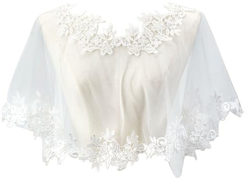 MAYJOYDIY Damen Schals Mit Spitzenapplikationen Hochzeitsumhang W28