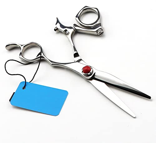 Forbici da Taglio per Capelli girevoli, 6 Pollici, con Impugnatura Rotante, Forbici Professionali per Parrucchiere, Forbici da Barbiere, Forbici da Parrucchiere, Taglio Dritto, Acciaio Giapponese