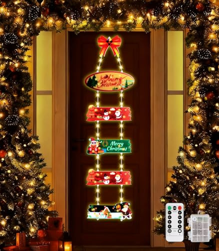 Weihnachtsbeleuchtung Lichterkette Außen Innen - 120 LED Lichterkette mit Batterie Timer Weihnachtskranz Türkranz, Lichtervorhang Leiter Fenster Weihnachtsdeko für Haustür Weihnachtsbaum Garten