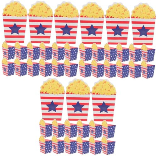 VICASKY 90 Stck. Teiliges Popcorn Boxen mit Unabhängigkeitstag Design Papier Snackbehälter für Party Kino und Filmabend Leichte Reißfeste Popcorntüten mit Dekorativem Muster