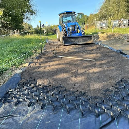 Stabilisateur de Gravier Grille de Sol pour Abri de Jardin de 10 Cm de Haut, Grilles Stabilisatrices de Gravier Perméables et Anti-déformation, Support de Base pour Pavés(3m x 4m (10ft x 13ft))