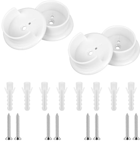 4pcs Closet Pole Sockets, White Plastic Closet End Tension Rod Holders for 1-3/8/3.5cm Heavy Duty Wardrobe Tube Support Hanging Rail Brackets for Home Bathroom Shower Curtain Rod & Clothing Store