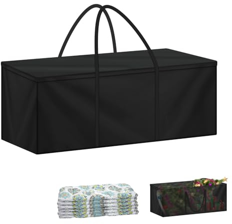 LAMUNI Aufbewahrungstasche, Auflagentasche für Gartenauflagen 140x40x60cm | 420D Oxford Schutzhülle für Auflagen Gartenmöbel, Wasserdicht Gartenpolster Tasche für Weihnachtsbaum, Polsterauflagen