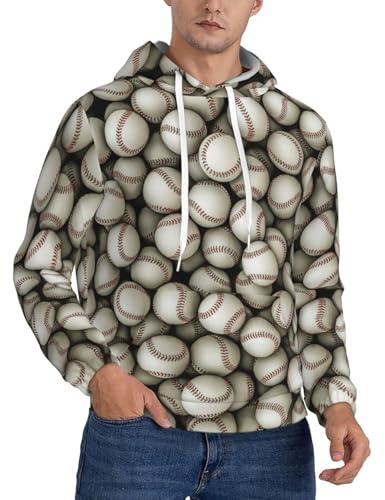 RRhgipp Baseballtröja för män fleece huvtröja sweatshirt långärmad fleece huvtröja lätt, Svart, S