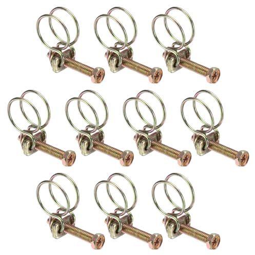 sourcing map 10pcs Adjustable Double Wire Hose Clamp 13-16mm Carbon Steel Wire Hose Clips Pipe Tube Clamps for Dust Collection Rubber PVC Pool Pump Hose
