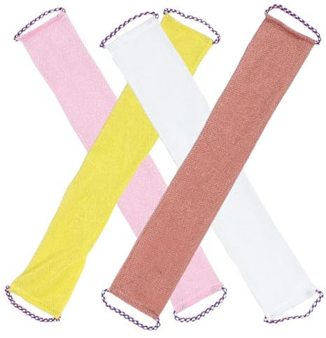 MUSISALY 4 Pezzi 4 Pezzi Asciugamano Esfoliante per la Schiena in Nylon, Telo da Doccia Giapponese a Doppia Faccia con Schiuma Densa, Panno Esfoliante per Sauna e Spa, per Pulizia Profonda