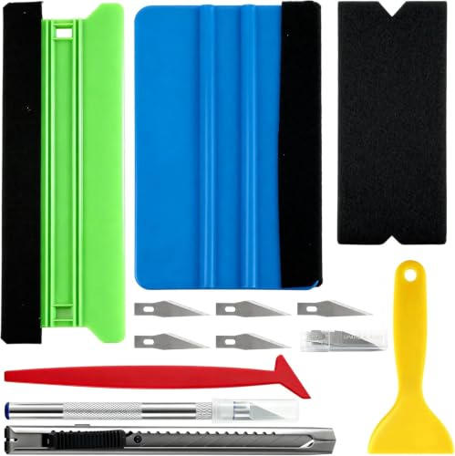 Dajidafu 9 PCS Vinyl Wrap Tools, Durable Car Wrapping Tools Kit | Wallpaper Tools Kit, Vinyl Squeegee, Cutter & Edge Tucker, Window Film Application Kit, Smoother for Bubble Removal
