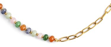SINGULARU Collar Mujer Bloom Stones Acero Baño Oro | Acero resistente al agua aporta estilo y color con piedras naturales multicolor.