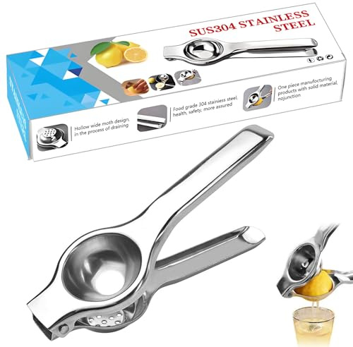 Citronpress, handpress, rostfritt stål, universell storlek, citronpress, limepress manuell för kök, bar, restaurang, cocktailtillbehör (silver 1)