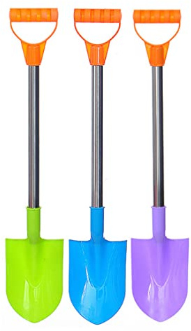 Wxyestna Pala da Neve per Bambini Pale da Spiaggia per Bambini Pala da Neve in Acciaio Inossidabile con Palette e Manico in plastica 3 Pezzi, Acciaio Inossidabile
