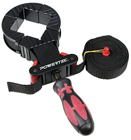 POWERTEC 71101 Deluxe Quick Release Strap Clamp | Woodworking Frame Clamping Strap Holder, Black