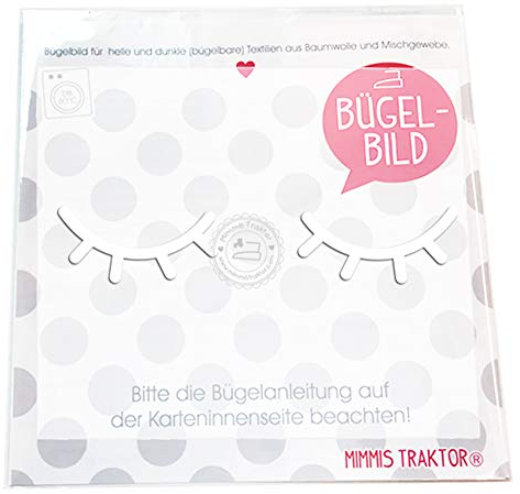 Bügelbild Wimpern 12,5 cm (5 cm) WEISS Flockfolie Aufbügler Applikationen Bügelsticker für Stoffe Textilien Kinder zum Aufbügeln Flicken