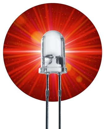 Lumetheus LED 5mm Färg Röd 40000 mcd 100 Stycken Lysdiod väldigt ljust 3V Diod 2 Pin LEDs