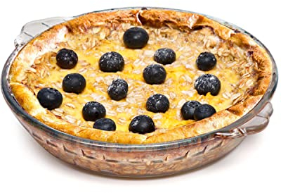ZYER Mini Pie Plate Easy Grab Glass Pie Pan with Handles Pie Baking Dish for Apple Pie Quiche and Cheesecakes,6-1/2 Inch