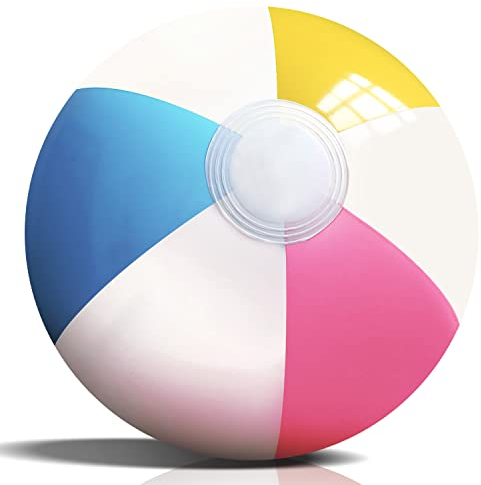 Novelty Place Neuheit Ort Aufblasbarer Wasserball/Strandball – 40 cm, 12 Stück, weiße Felder im Wechsel mit rosa, auslaufsicherem PVC – Partyzubehör für den Sommerstrand, Pool