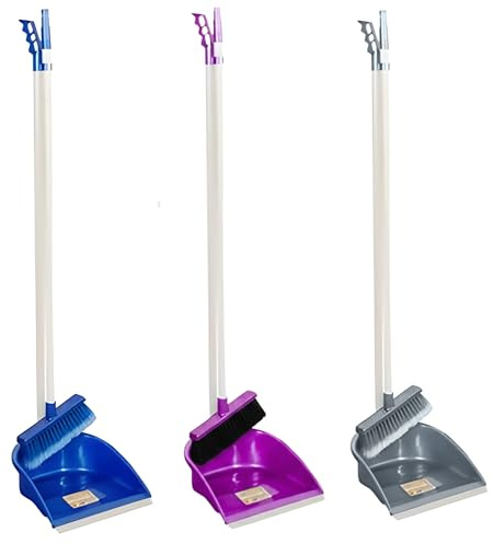 Bargain House Long-Handled Dustpan and Brush Set, Tall 180-degree Sweeping Brush and Dustpan for Indoor and Outdoor Gardens, Home, Office, and Lobby, Including Comb Teeth – (Random Colours)