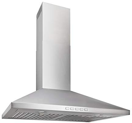 Broan-NuTone BWP2304SS 30-inch Wall-Mount Convertible Chimney-Style Pyramidal Range Hood with 3-Speed Exhaust Fan and Light, Stainless Steel