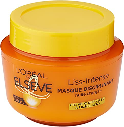 L'ORÉAL PARIS Disciplinerande mask - svårt att släta och torrt hår - berikad med arganolja - Elseve Liss-Intense - 310 ml