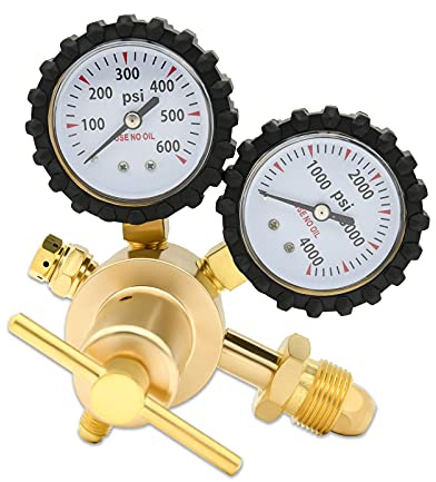 Nitrogen Regulator 0-600PSI CGA580 Inlet, 1/4-Inch Male Flare Outlet Connection,Heavy-Duty Handle,Self-reseating Relief Valve,Nitrogen Tank Regulator