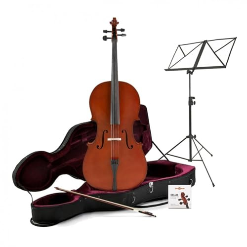 3/4 Größe Cello Beginner Pack von Gear4music mit Etui Bogen und Ständer