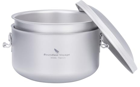 iBasingo Titan Brotdose Outdoor Bento Box Leichte Täglicher Büroangestellter Camper Student Dinner Box 900ml Schüssel 250ml Gericht Set mit Deckel Getrennte Mehrschichtige Geschirr Mess Kits Ti1095T