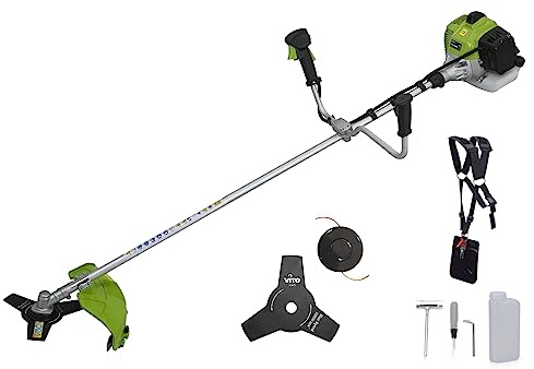 VITO - Débroussailleuse Thermique 52 Cm3 Moteur 2T 1.9 CV Harnais + Lame 3 dents Ø 25.5 cm