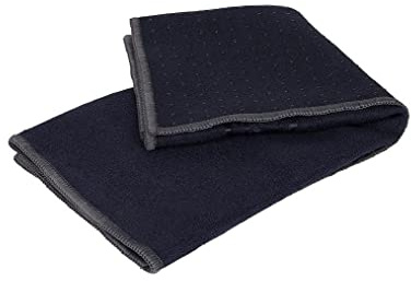 Manduka Yogitoes Toalla de Yoga para Esterilla, Antideslizante y de Secado rápido para Yoga Caliente con Puntos de Agarre Inferior de Goma, Fina y Ligera, 16 x 24 Pulgadas, Medianoche