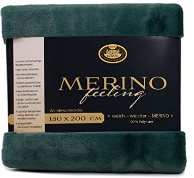 Gözze - Gemütliche Kuscheldecke, Wendbar, Hohe Dichte 600 g/m², 150 x 200 cm - Dunkelgrün
