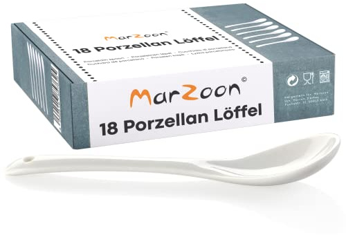 12 Stück Porzellan Eierlöffel in weiß, vielseitige Diplöffel, 13 cm lang | Porzellanlöffel, spülmaschinengeeignet, geschmacksneutral, Servierlöffel für Zucker, Saucen, Marmelade, Chutney, Dessert, Tee