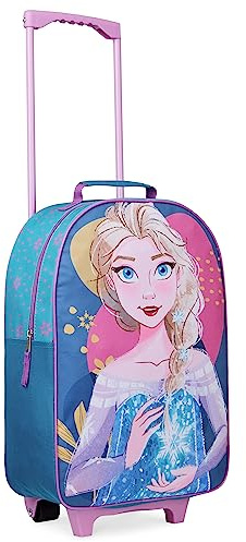 Disney Stitch Kinderkoffer Mädchen Jungen - Trolley Handgepäck Reisekoffer Kinder mit Rollen Kabine Tasche für Urlaub Offizielle Stitch Fanartikel - 47x30x17cm (Blau ELSA)