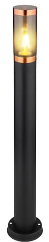 Wegeleuchte Gartenlampe Außenstehleuchte Standleuchte Edelstahl, Kupferakzent schwarz rauch, 1x E27, DxH 7,6x80 cm